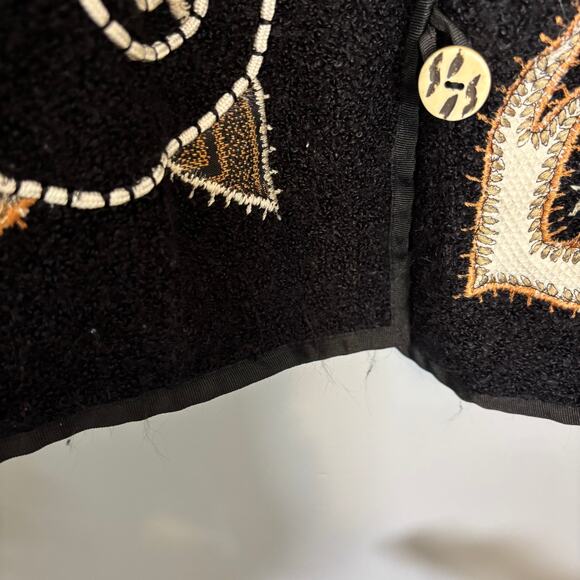 Vtg Black Cardigan Beaded Sequin Geometric Statement Sweater | Dark Autumn - Picture 8 of 9